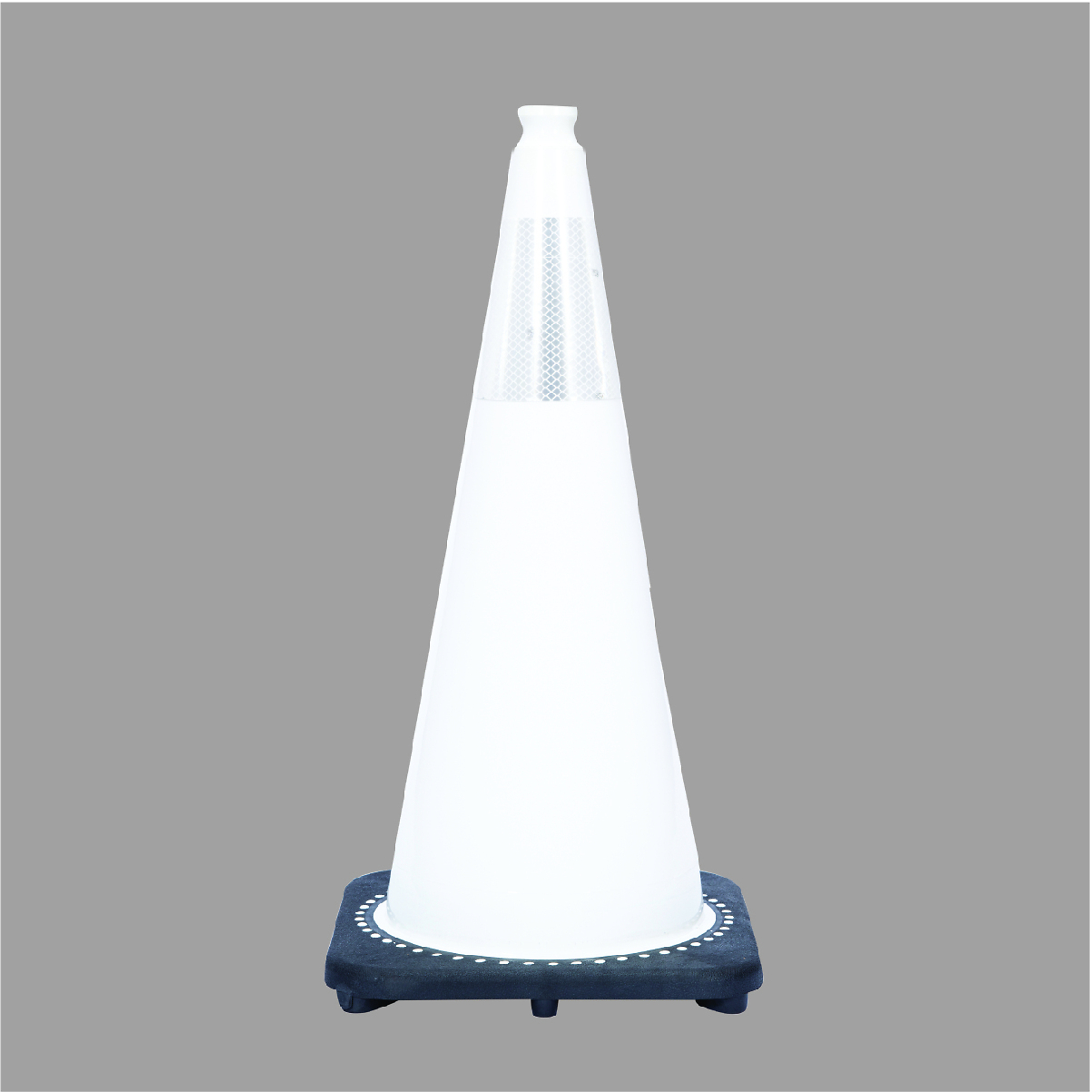 JBC REVOLUTION SERIES 28" Wide Body 7 Lb. White Traffic Cone With Black Base, Includes 6" Upper Reflective Collar, Model # RS70032C-WHITE+6